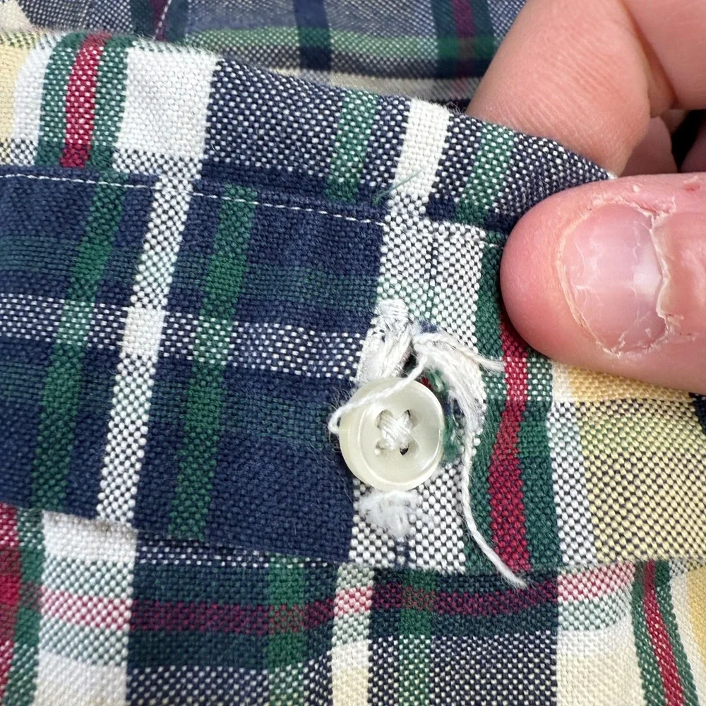 Polo Ralph‎ Lauren Shirt Mens Medium Plaid Custom Oxford Button Down Flesh Pony